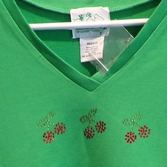 QUACKER FACTORY vintage 1990's T-SHIRT-Cherries - Picture 2 of 3